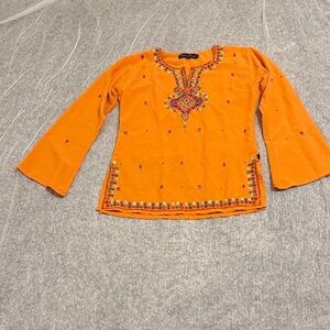 Orange Embroidered Women's Dress